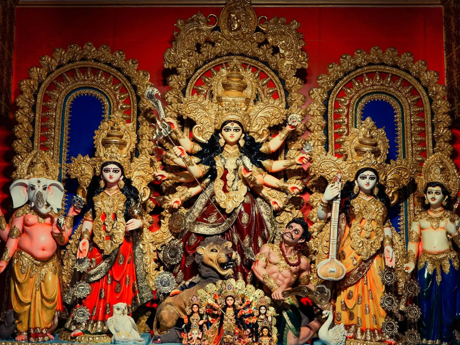 Maa Durga idol at a Durga Puja pandal in Kolkata